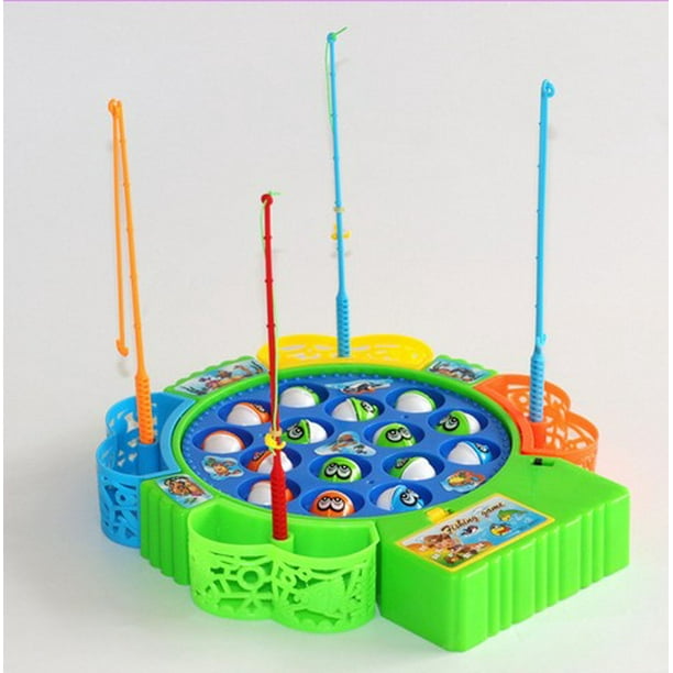 Fishing Toy With 15 Fish 4 Poles Battery Operated Musical Fishing Game