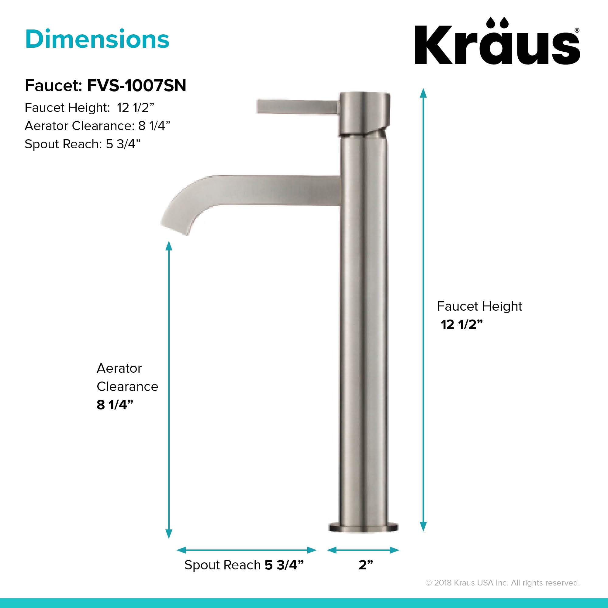 KRAUS Ramus Tall Vessel Bathroom Faucet, Satin Nickel Finish