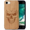 thumbnail image 1 of Case Yard Wooden Case Outside Soft TPU Silicone, Slim Fit Shockproof Wood Protective Phone Cover for Girls Boys Men and Women, Supports Wireless Charging Scary Skull Design case for iPhone-SE, 1 of 7