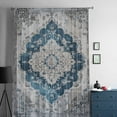 thumbnail image 5 of Blue Boho Floral Semi Sheer Curtains Drapes for Living Room, Bedroom, French Doors Window 72 Inches Long, Vintage National Floral Textured Rod Pocket Chiffon Curtain Drapery Voile Draperies Panel, 5 of 6