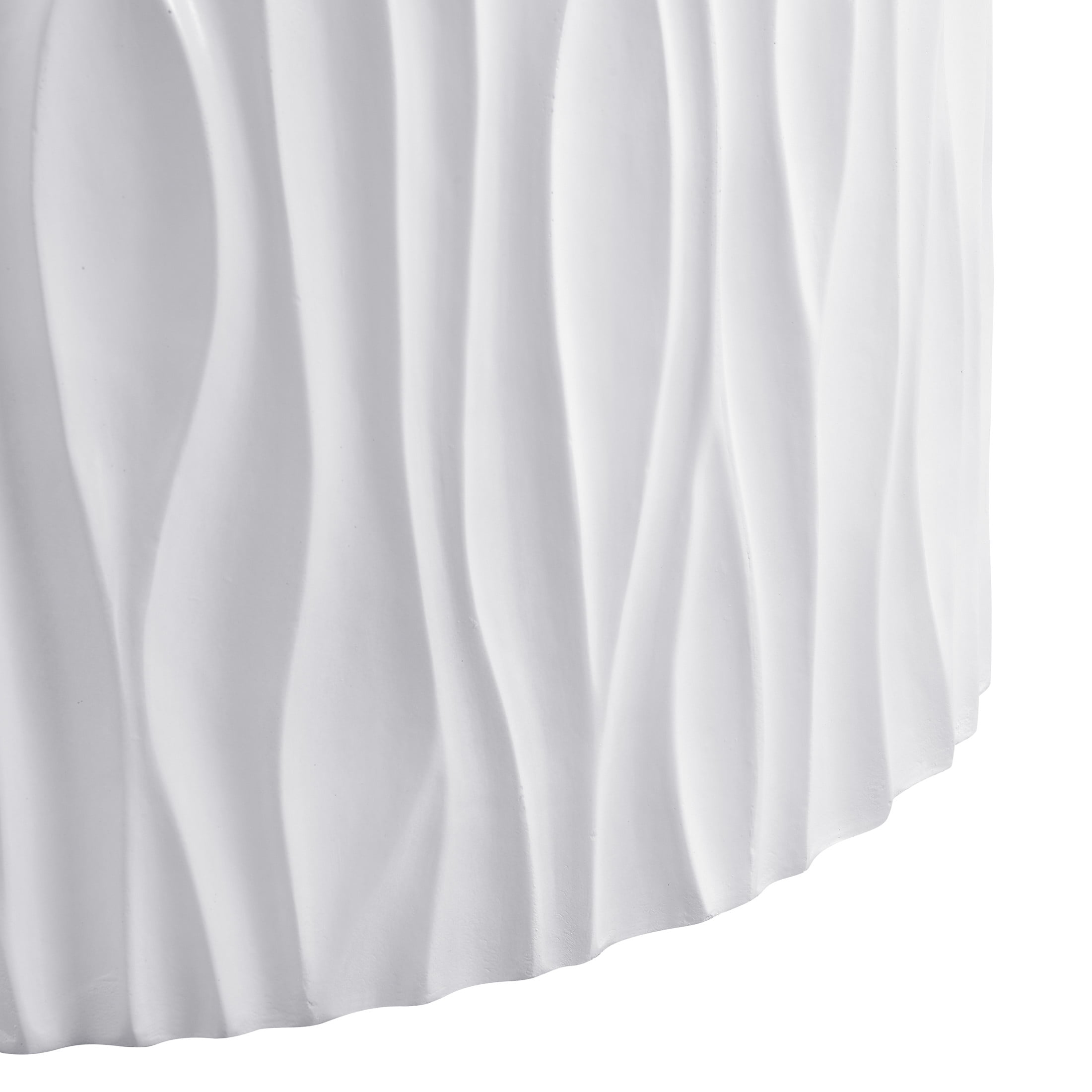 Christopher Knight Home 26.77" Round Outdoor Coffee Table, Wavy Fluted MGO Design, White