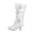 2White, variant on Mostsola Knee High Boots for Women Wide Calf Slouchy Mid Calf Boots Vintage Buckle Strap Heels