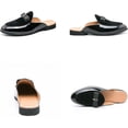 thumbnail image 5 of Men's Bowtie Patent Leather Slip-On Mules Slippers,Flats Stylish Formal Backless Loafers Work Slides Casual Half Loafers Sandals, 5 of 7
