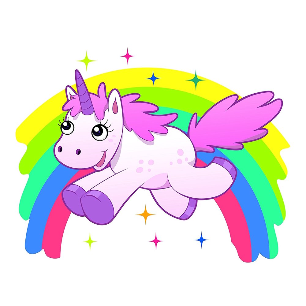 unicorn and rainbow edible cake image topper 8 inch round
