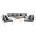 thumbnail image 5 of Lounge Sectional Sofa Chair Table Set, White Grey Gray, Aluminum, Metal, Fabric, Modern Contemporary, Outdoor Patio Balcony Cafe Bistro Garden Furniture Hotel Hospitality, 5 of 10