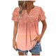 thumbnail image 1 of Camisas de Cuello de Tripulación de Manga Corta para las Mujeres Plisado Mangas de Ruffle, Cuello Redondo Casual Primavera Y Blusa de Verano, 1 of 7