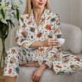 thumbnail image 6 of Salouo summer insects Pattern Women's Pajamas Set Long Sleeve Button Down Sleepwear Soft Pj Lounge Sets for women 2 Piece Pjs Set with Long Pants-X-Large, 6 of 7