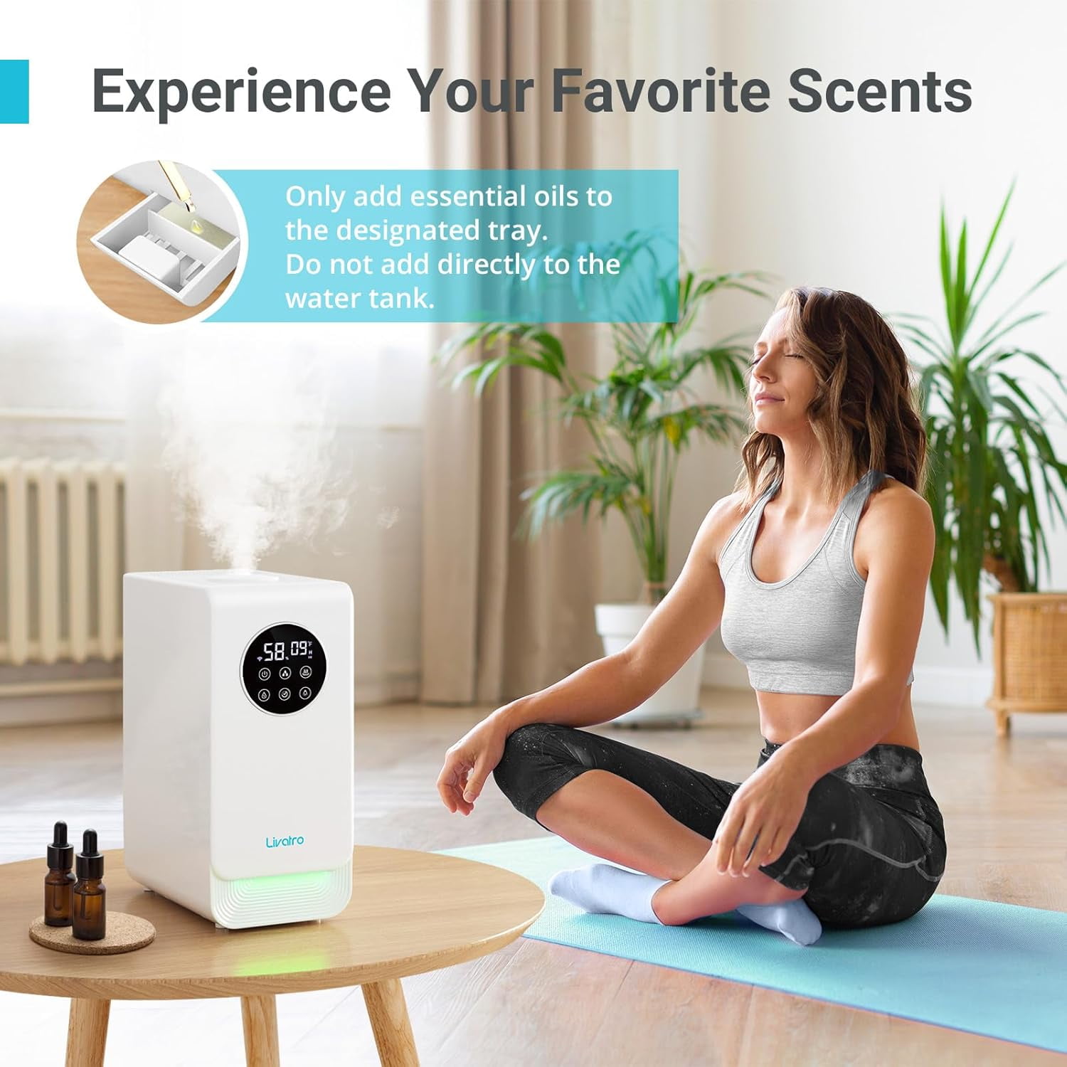 6L Humidifier for Large Room, Warm & Cool Mist with Top Fill Design, Alexa & App Control