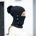 thumbnail image 3 of GRNSHTS Women's Fleece Lined Beanie Knit Hat,Winter Scarf Mask Set for Women,Girls Warm Hat Earmuffs Cap with Pom (Black), 3 of 4