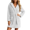 thumbnail image 6 of Zormilly Robes for Women Plush Fleece Long Hooded Nightgowns with Pockets Warm Fashion Casual Fluffy Soft Bathrobes,S-2XL, 6 of 7