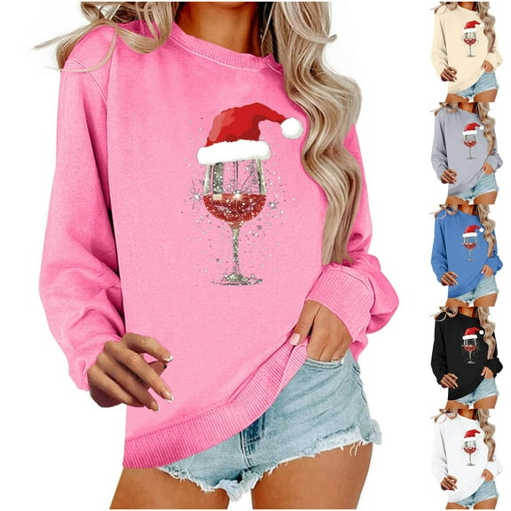 Frostluinai Womens Sweatshirts Ugly Pullover Marry Christmas Long Sleeve Sweat Shirts Crwe Neck Loose Fit Sweatshirts Xmas Gifts for Ladies