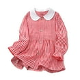 thumbnail image 2 of Ynynloco Girls Plaid Dresses Classic Gingham Doll Neck Button Down School Uniform Dress Kids Cotton Cute Preppy Mini Dress, 2 of 4