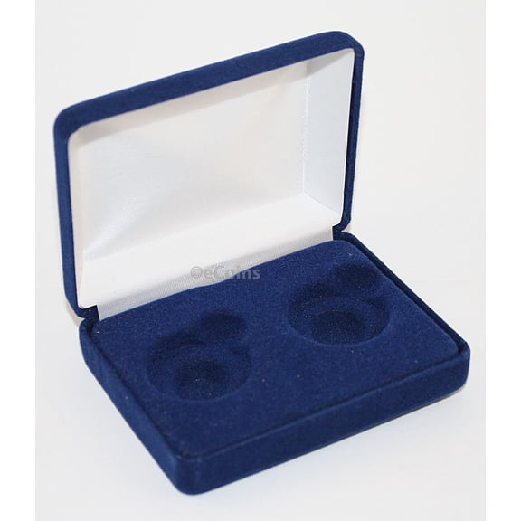 Lot of 5 Blue Felt COIN DISPLAY GIFT METAL BOX for 2-Quarters or Presidential $1