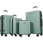 Travelhouse 4 Piece Hardshell Luggage Set Hardside Lightweight Suitcase with TSA Lock Spinner Wheels.(Green)