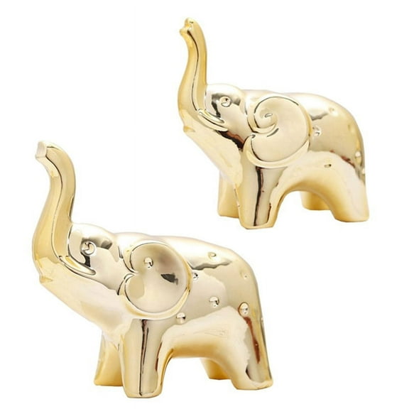 1 Pair Gold Elephant Statue Home Decor, Modern Style Figurines, Sculpture for Living Room Desktop, Ceramics Ornaments