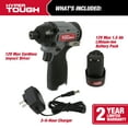 thumbnail image 2 of Hyper Tough 12V Max Lithium-Ion Cordless Brushless Impact Driver Quick-Change Chuck, 2 of 18