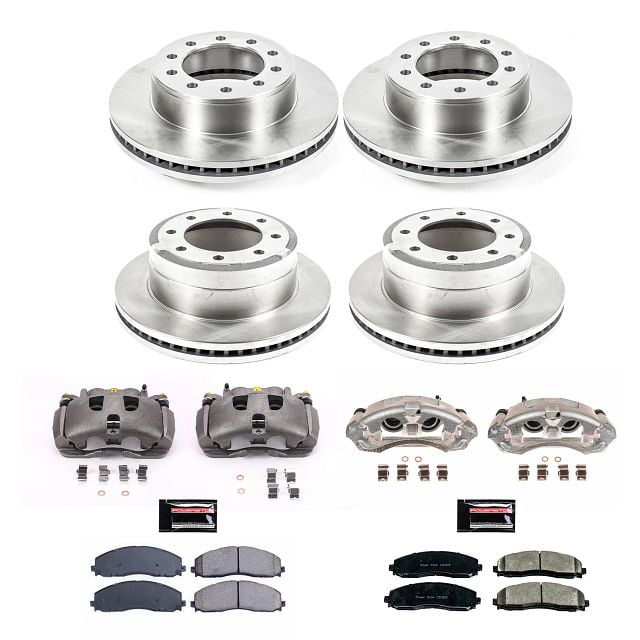 PowerStop Front and Rear Stock Replacement Brake Pad and Rotor Kit with Calipers Fits: FORD Select Models KCOE8028