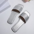 thumbnail image 6 of FRSASU Women's Slide Sandals Fashion Square Open Toe with Cushioned Footbed Summer Beach Slippers Silver, 6 of 9