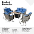 thumbnail image 2 of XIZZI PE Rattan Wicker Patio Conversation Set High Back Sofa Set with Swivel Rocking Chair and 46" Fire Pit Table,Diamond Blue, 2 of 8