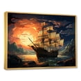 thumbnail image 2 of Designart "Pirate Legacy Boat Amidst History II" Floral Framed Wall Art - Modern Farmhouse Orange Cartoon Entryway Framed Wall Art Print, 2 of 6
