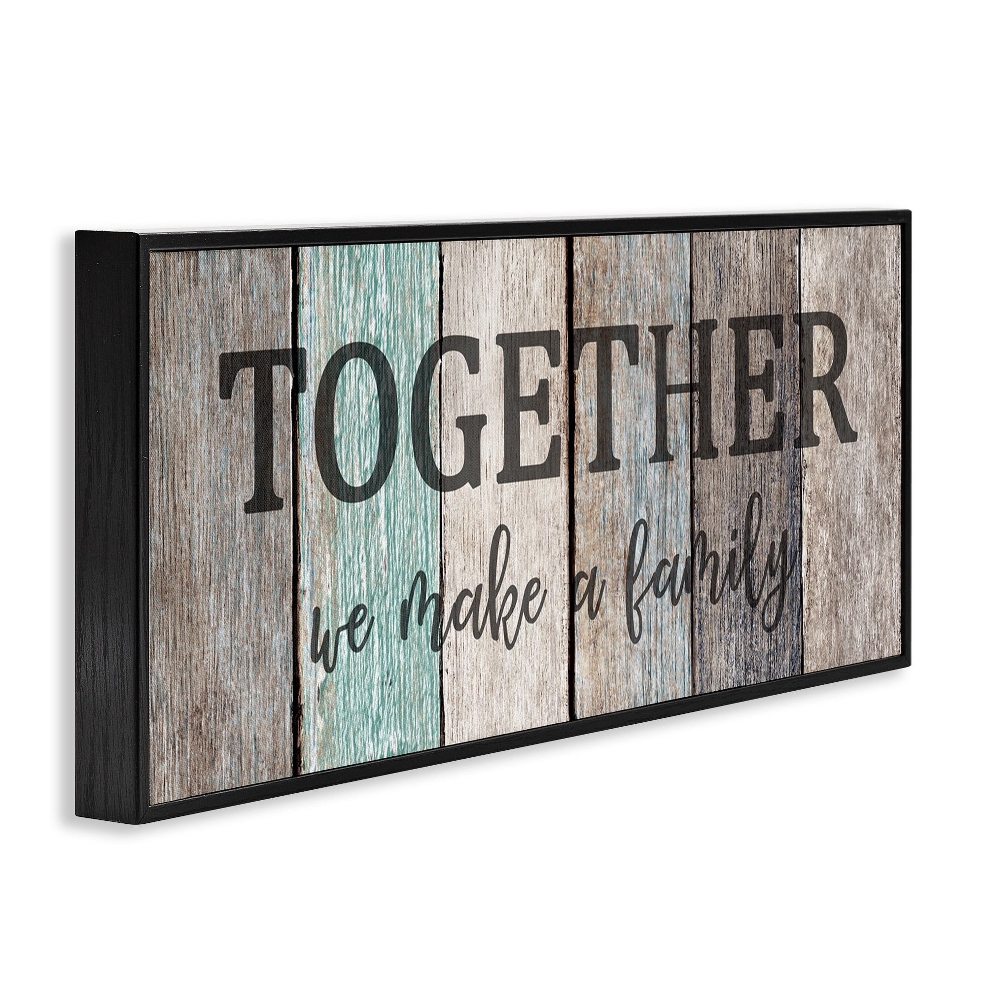 Stupell Industries Together We Make a Family Quote Inspirational Painting Black Framed Art Print Wall Art, 30 x 13