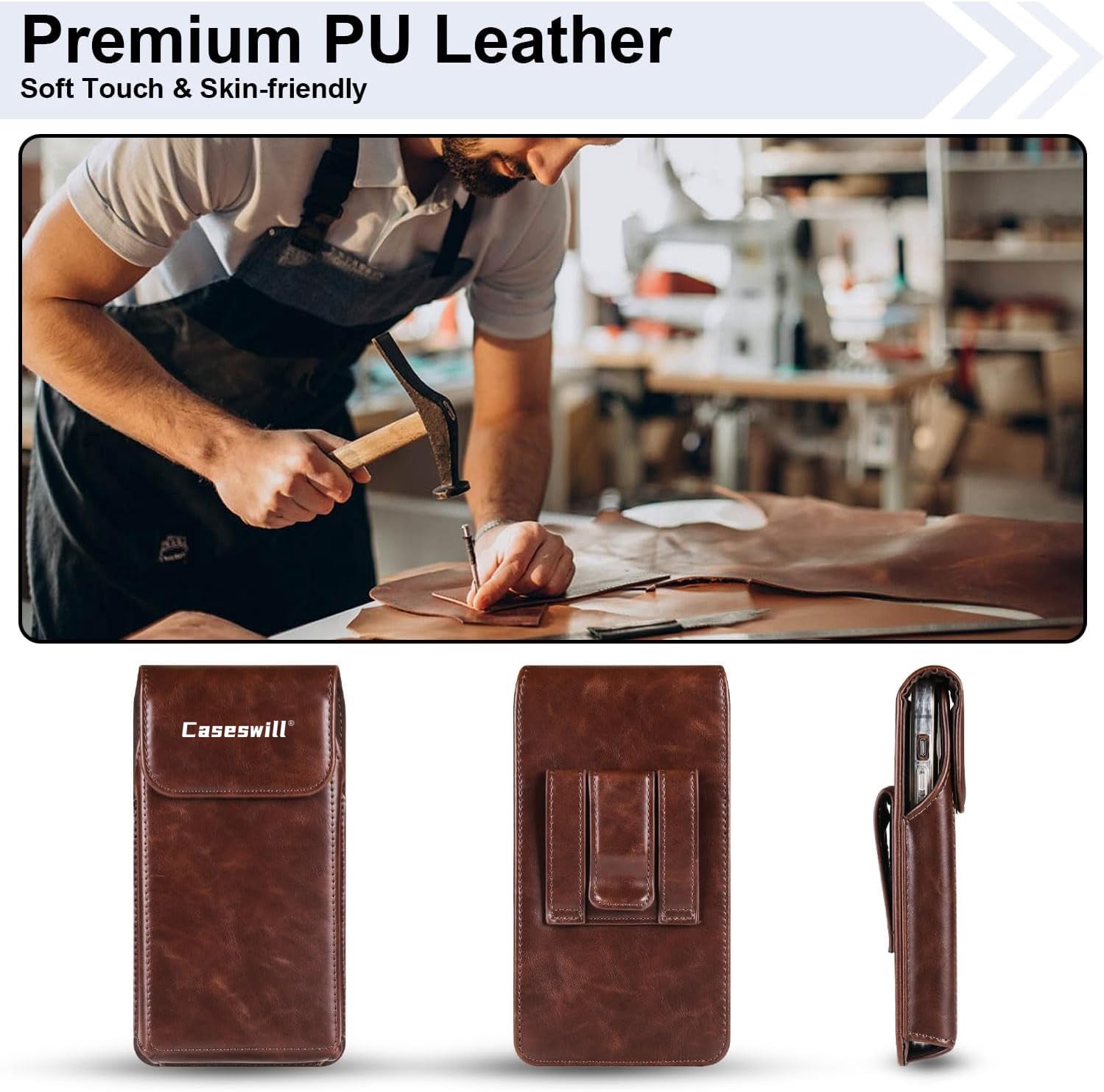 Caseswill for Consumer Cellular Iris Connect 2 Case Premium Leather Phone Pouch with Belt Clip Holster and Magnetic Closure