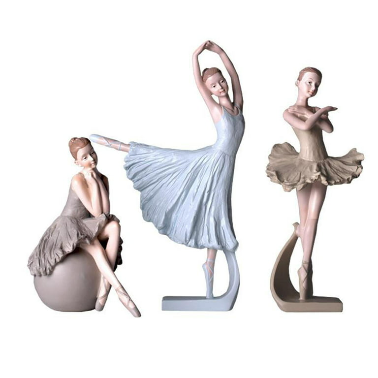 Resin Ballerina Figurine Dancing Girl Figurines Miniature Office Desk  Decoration D 