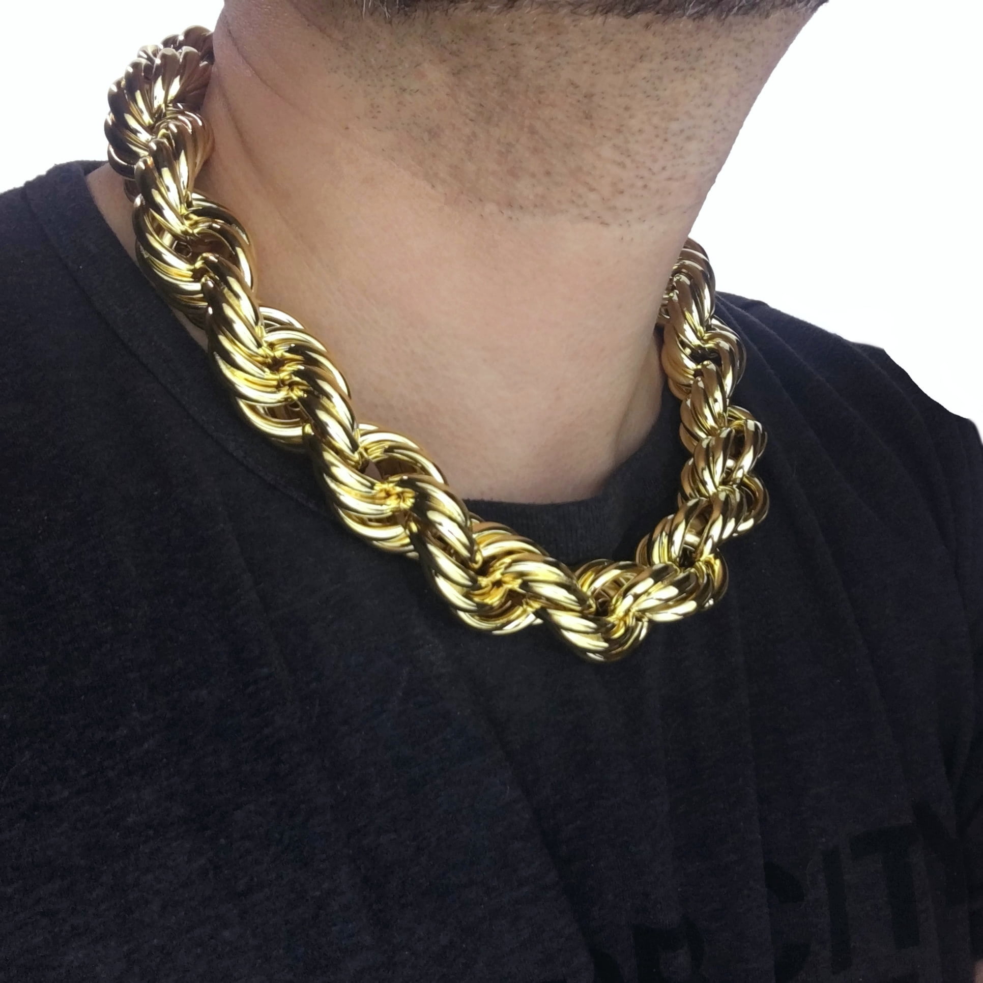 Bling Cartel Heavy 25mm Gold Plated Mens Hollow Thick Rope Dookie Chain 36  Hip Hop Necklace