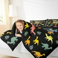 thumbnail image 4 of Manfei Personalized Gifts King Size Comforter Sets,Latter K Bedding Comforter Set,Blue Yellow Dinosaur Bedding Set,Lightweight Room Decoration Reversible,3-Piece, 4 of 8