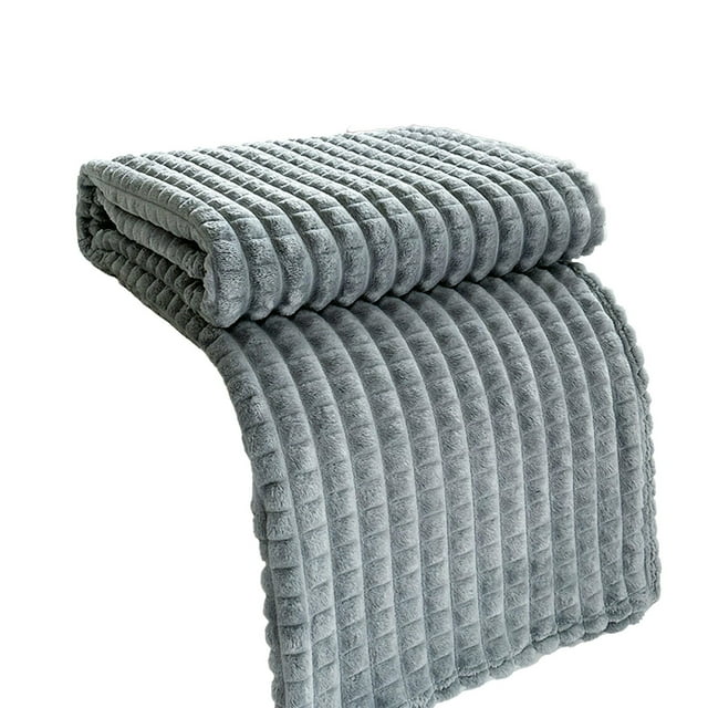 Grey 79X71 Inch Flannel Blanket, Soft & Warm, Solid Color, For Sofa & Bed, All-Season Use, Machine Washable