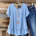 thumbnail image 2 of Shirts for Women Plus Size Crew Neck Short Sleeve Solid Color Workout Tops for Women Beach Vacation Clothes Travel Business Casual Outfits, 2 of 10
