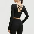 thumbnail image 6 of YYDGH Womens Workout Crop Tops Crew Neck Long Sleeve Yoga Tee Shirts Built in Bra Mild Support Cream Feeling Athletic Shirts Black XL, 6 of 9