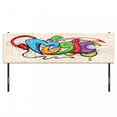 thumbnail image 3 of Music Headboard, Illustration of Graffiti Style Lettering Headphones Hip Hop Theme on Beige Bricks, Upholstered Decorative Metal Bed Headboard with Memory Foam, King Size, Multicolor, by Ambesonne, 3 of 4