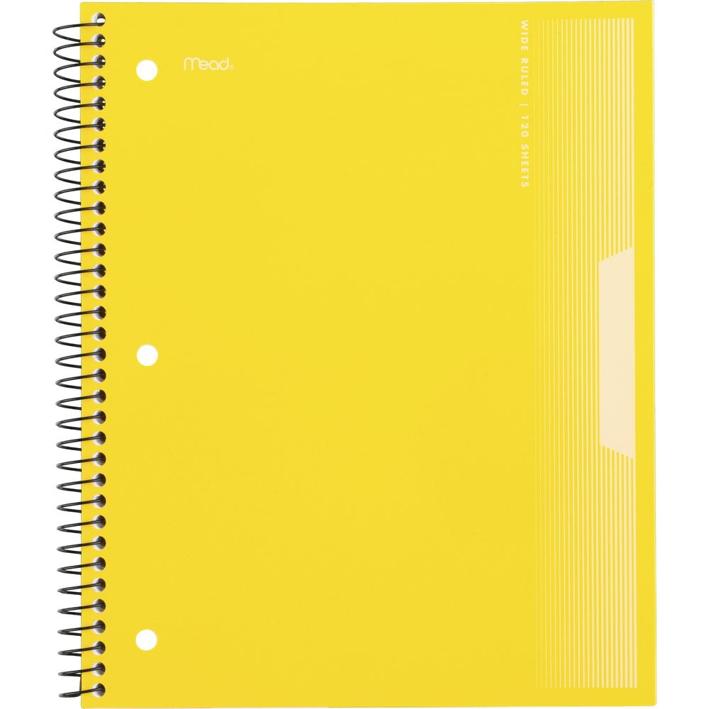 Mead Spiral Notebook, 3 Subject, Wide Ruled, 8 1/2" x 11", Yellow (930032FCWMT)