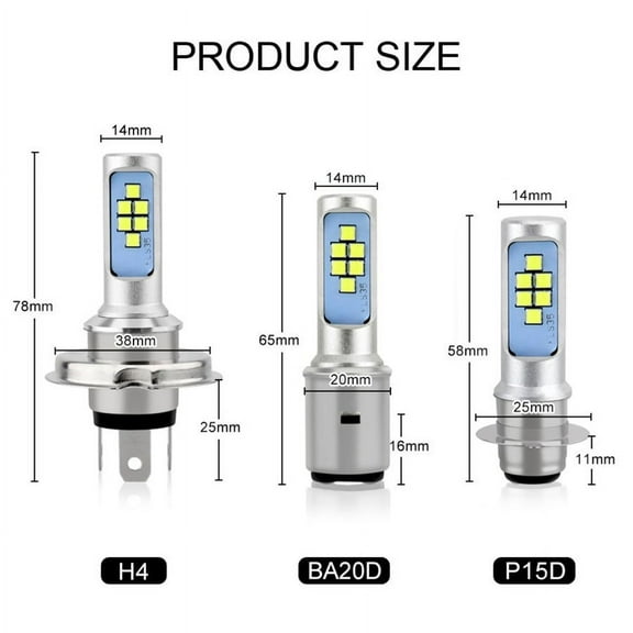 36W BA20D 6000K White LED Bulb Motorcycle Hi/Lo Beam Headlight Fog Light Lamp