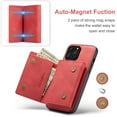 thumbnail image 6 of Compatible with iPhone 12 Pro / 12 Removable 2 in 1 Wallet Case,Retro Premium PU Leather Cell Phone Back Cover Magnetic Detachable with Trifold Wallet Credit Card Cash Holder Kickstand Case,Red, 6 of 9