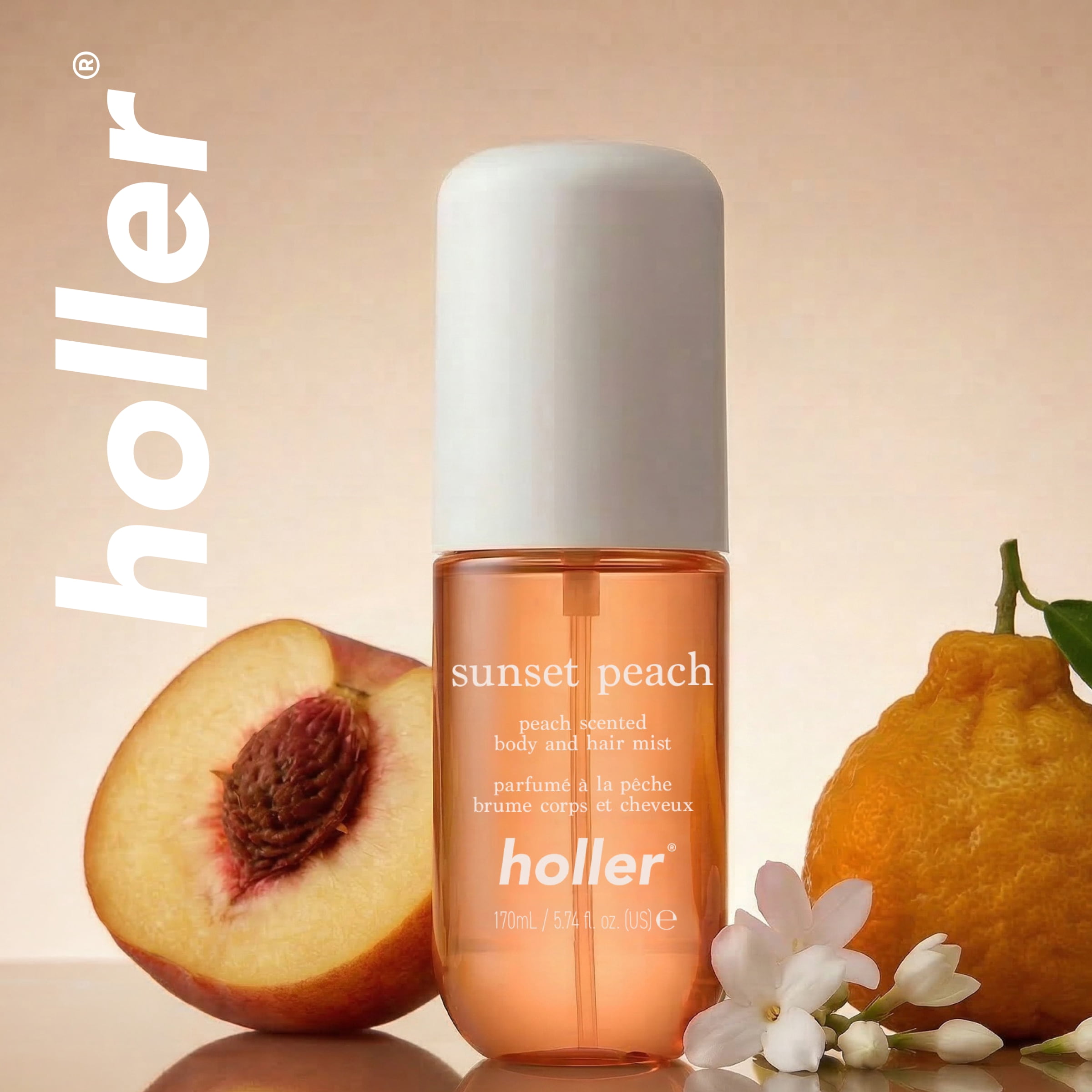 HOLLER Sunset Peach Peach Scented Body and Hair Fragrance Mist, 5.74 fl oz