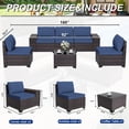 thumbnail image 3 of ALAULM 6-Piece Outdoor Patio Conversation Set, Sectional PE Rattan Wicker Furniture, Navy Blue, 3 of 8