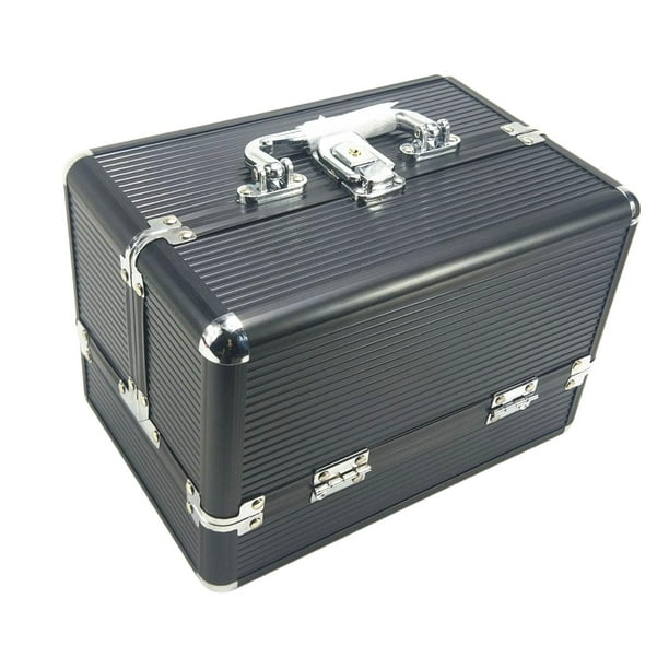 Estuche de maquillaje Mini maleta de transporte estuche organizador de maquillaje multifunción Estuche de Viaje caja de herramientas cosméticas para negro
