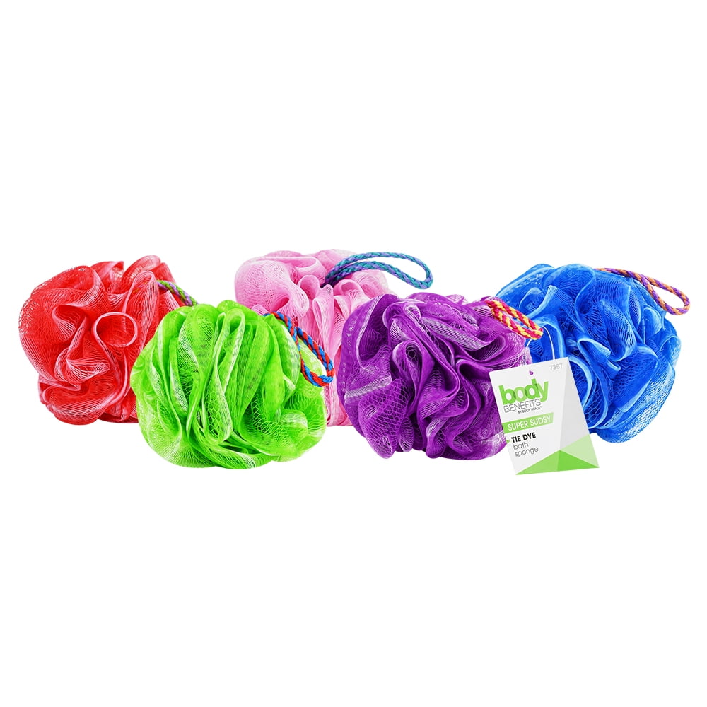 Body Benefits Mesh Tie Dye Exfoliating Bath Sponge, Kids, 1 Count, Colors Vary