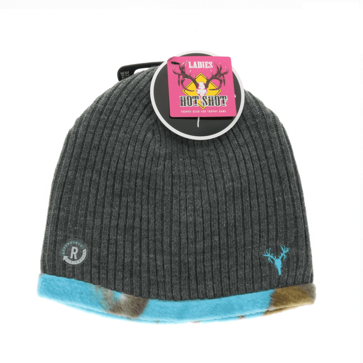 Hot Shot Reversible Beanie Cap Hat Blue 