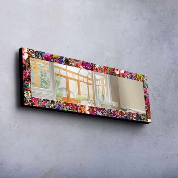 Colorful Framed Full Length Modern Rectangle Accent Mirror, 47.2'' x 15.7''