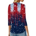 thumbnail image 4 of KDDYLITQ 250 Years Birthday Shirt Womens Usa Star Stripes 3/4 Sleeve Red White Blue Tops Flag Crew Neck Summer Tees Independence Plus Size Clothes Blue 3XL, 4 of 4