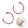 thumbnail image 3 of Guyelim Nose Ring 2 pcs Unisex Surgical Titanium Steel Open Nose Ring Nose Piercing Stud 10mm (Pink), 3 of 9