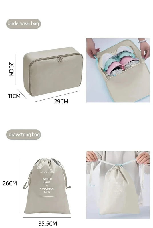 7/10 Pcs Set Travel Organizer Storage Bags Suitcase Packing Cubes Cases Portable Wardrobe Luggage Clothes Shoe Pouch Fold