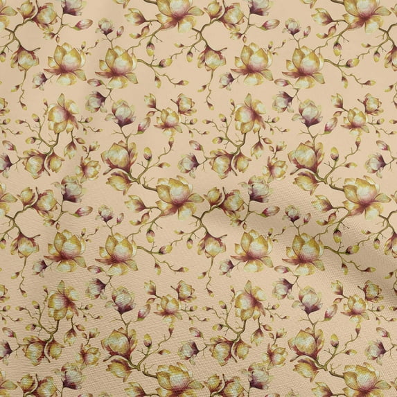 oneOone Cotton Poplin Twill Dark Beige Fabric Floral Diy Clothing Quilting Fabric Print Fabric By Yard 56 Inch Wide