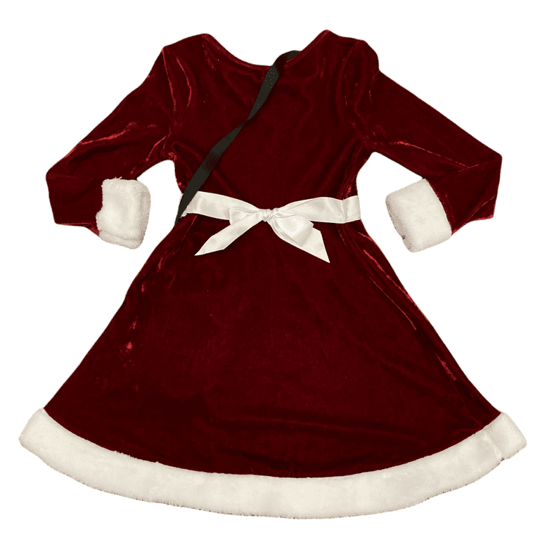 Pink Violet Velvet Santa Dress with Unicorn Purse