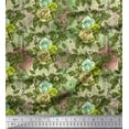 thumbnail image 1 of Soimoi polyester Crepe Fabric Leaves & Grandiflora Roses Floral Printed Craft Fabric by the Yard 42 Inch Wide, 1 of 3