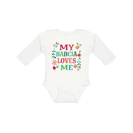 

Inktastic My Babcia Loves Me Girls Long Sleeve Baby Bodysuit