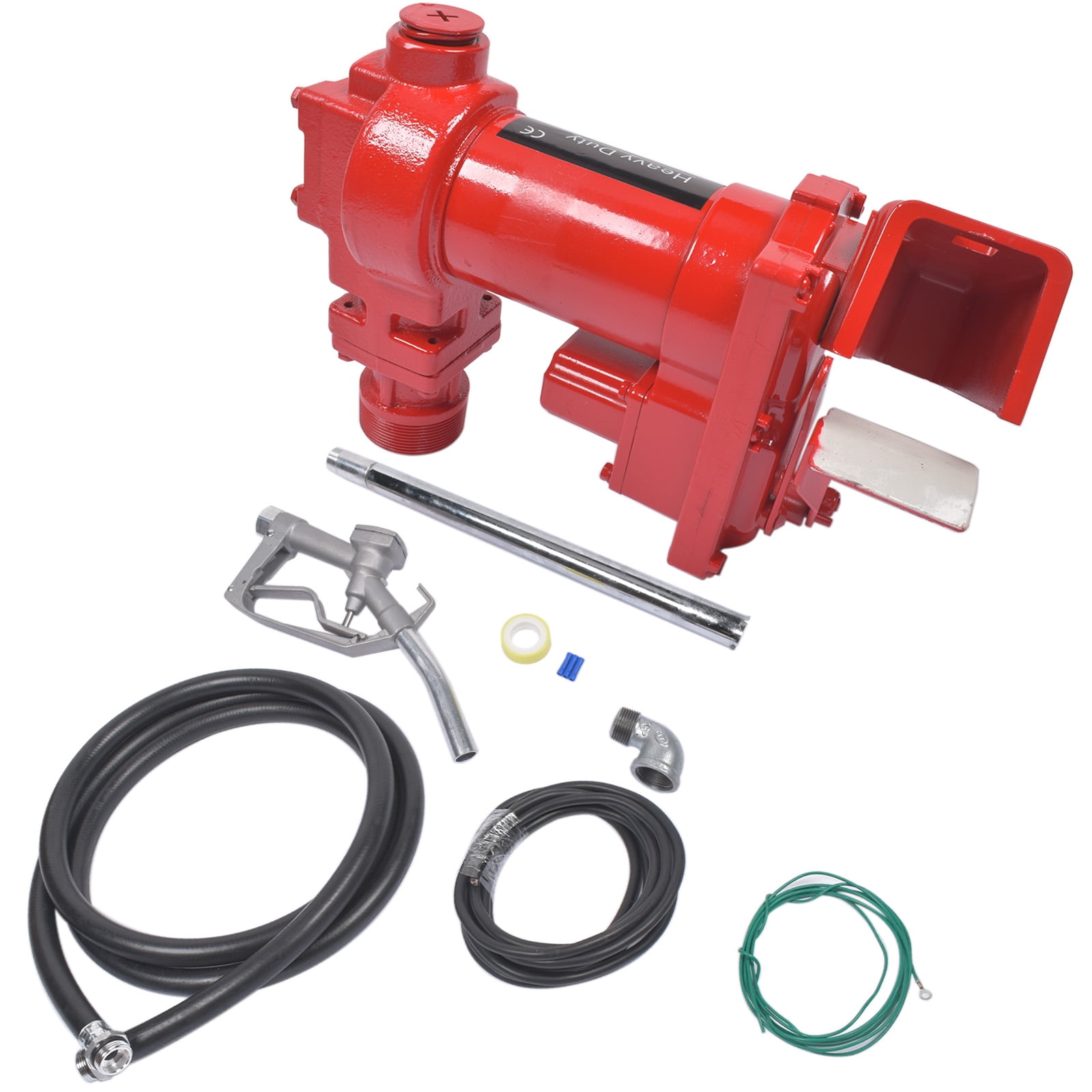 Mustrod Red Fuel Transfer Pump 12V 20 GPM for Diesel Gas Gasoline Kerosene Tractors Boats Trimmers